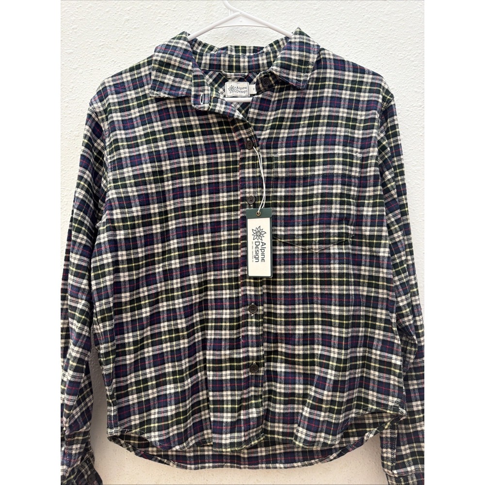 Women's Alpine Design Flannel in Navy and Cream Timberline Plaid Size XS